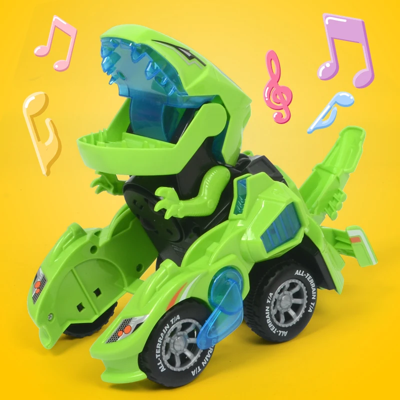 Dropshipping LED Deformation Dinosaur Car Kids Toys Automatic Transform Cars With Light/Music Toy For Children Gift | Игрушки и хобби