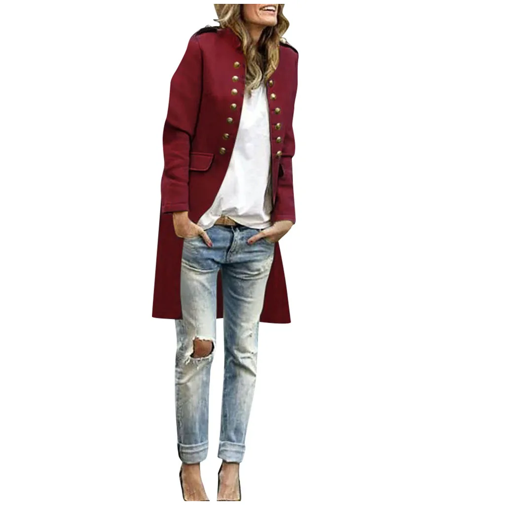

2020 Autumn Women Autumn Solid Fashion Button Long Sleeve Cardigan Top Double-Breasted Coat Fashion Simple Fashion Slim Women