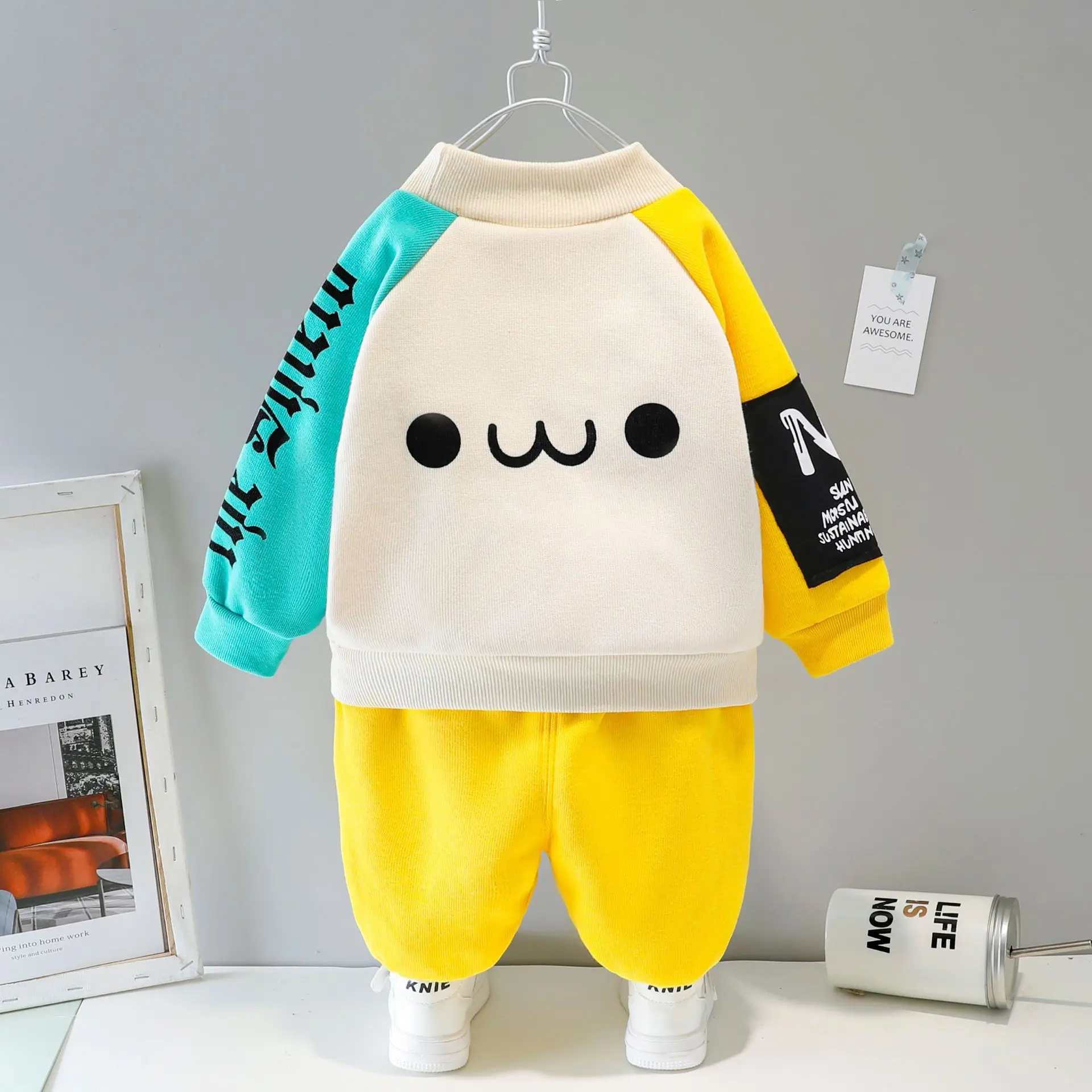 Комплект одежды для мальчиков и девочек из 2 предметов утепленный бархатный