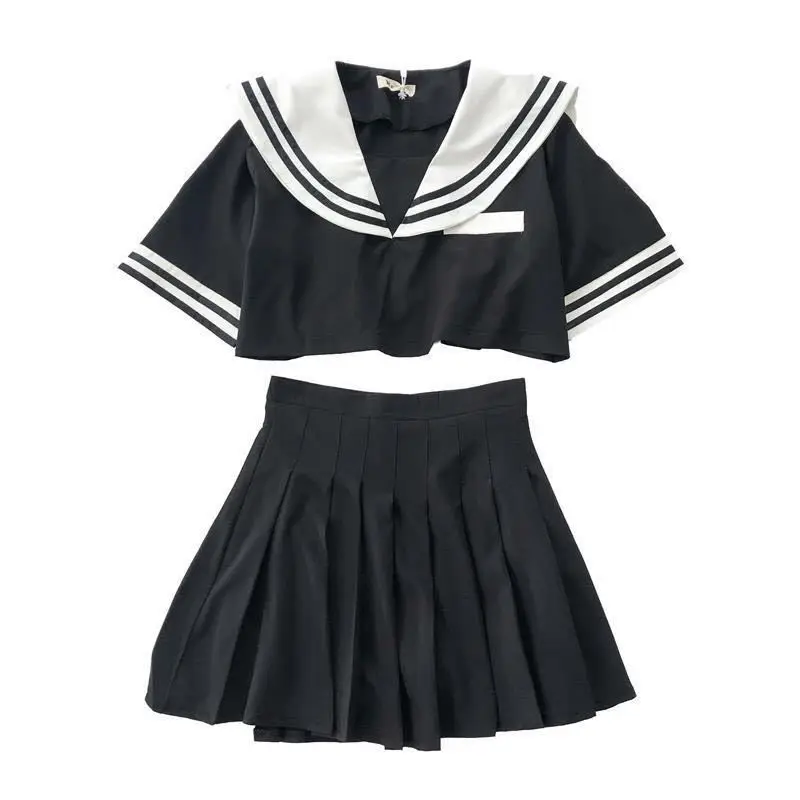 

Summer 2 Piece Set Women Jk Uniform Female Student Pleated Short Skirt College Style School Uniform Japanese Short Sailor Suit