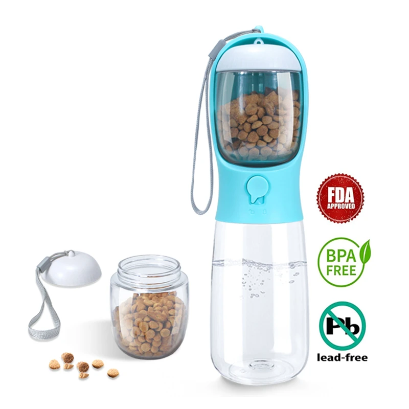 

2-in-1 Portable 19oz Water Dispenser and 100g Food Pet Dog Cat Feeder Bottles Outdoor Travel Pet Bottle