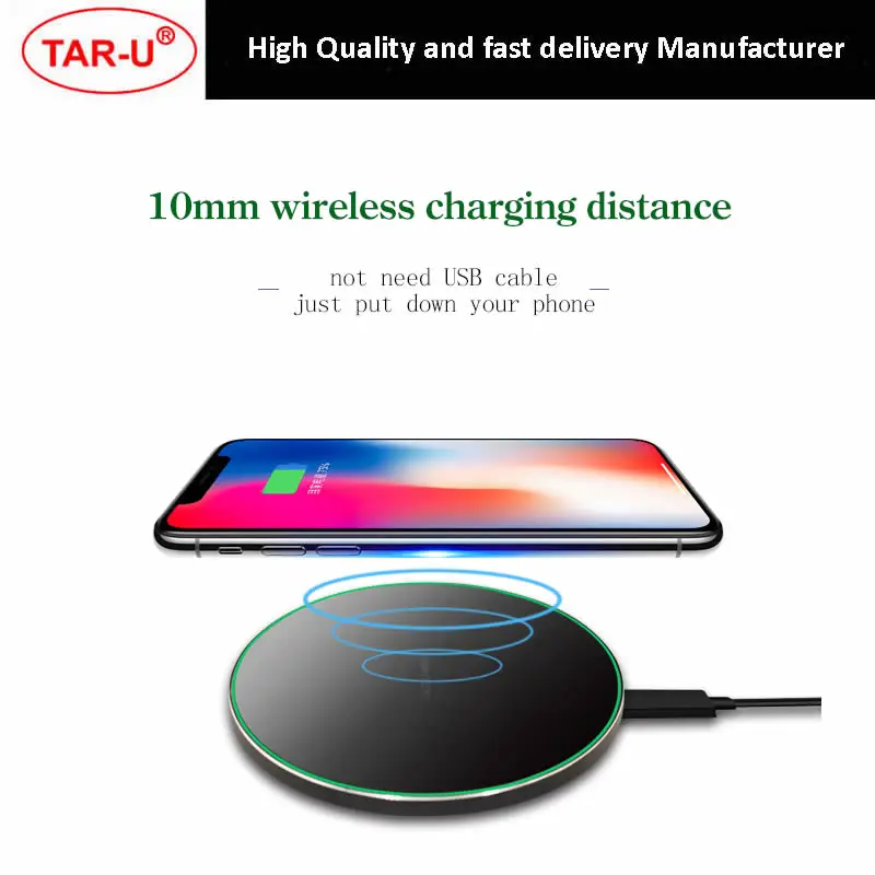 100 шт./лот Qi Беспроводное зарядное устройство для iphone 8/X/XR/XS/Mas QC3.0 10 Вт быстрая