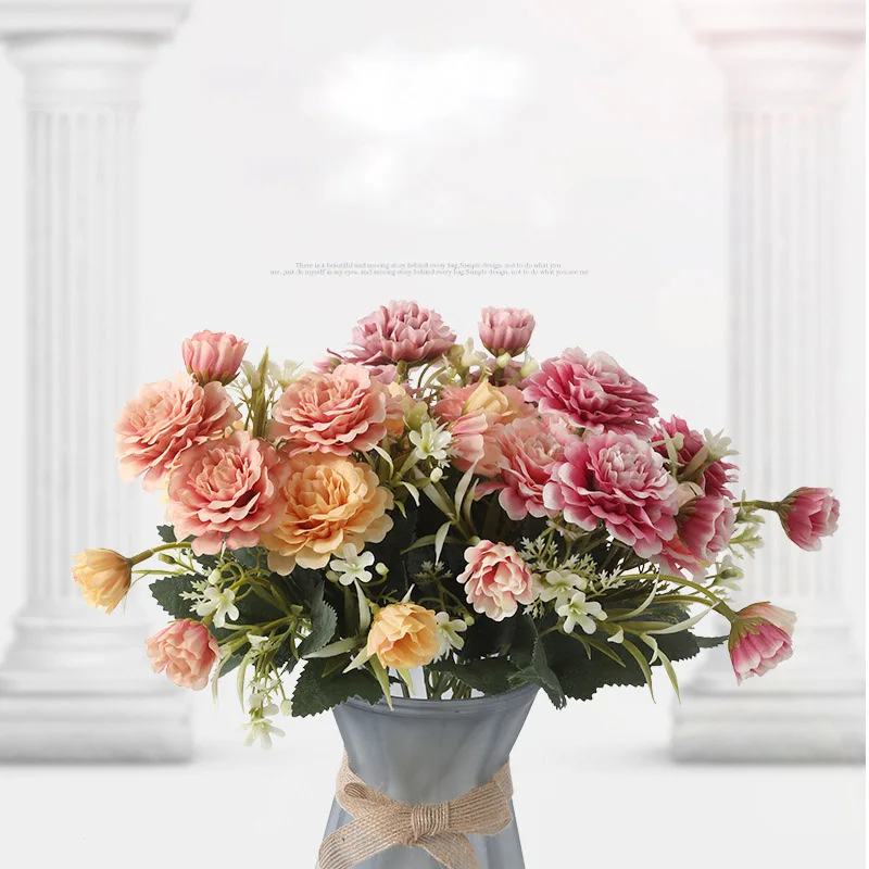1 шт. красивый цветок из искусственного шелка розы Пион маленький букет для дома