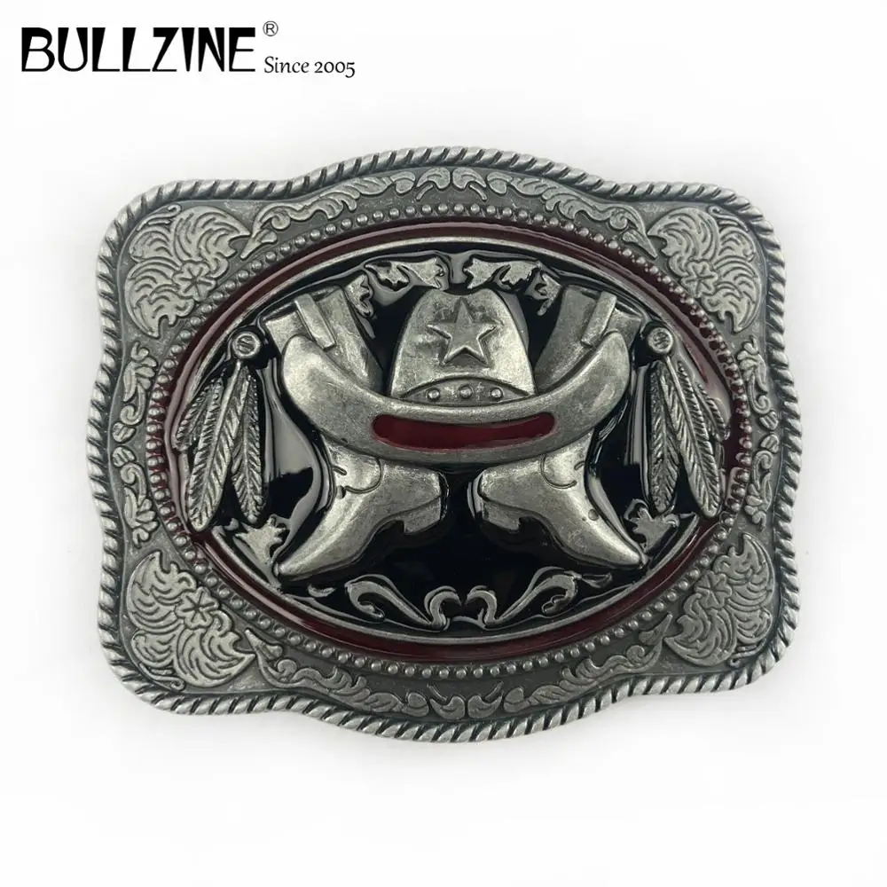 В Bullzine ковбойские сапоги пряжки ремня с оловянной отделкой FP-03393 подходит для