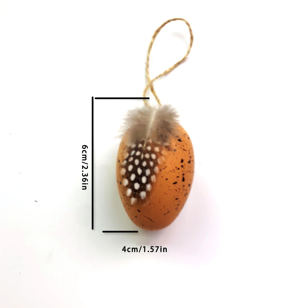

6PCS Easter Decoration Hanging Eggs Ornaments Plastic Eggs With Feather Artificial Flower For DIY Crafts Home Easter Decorations
