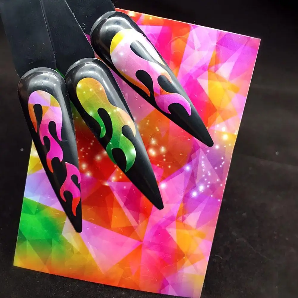 6 шт./партия Fire Flame наклейки для ногтей побрякушки трафареты полые пожары на