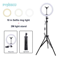 pynsseu video lamp 10 led ring light with stand dimmable photography lighting kit with phone holder for tik tok studio yout