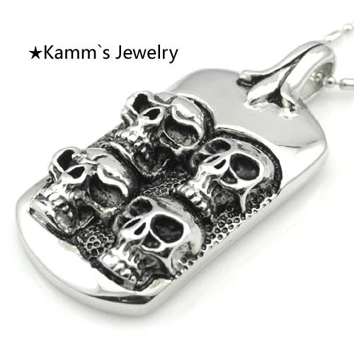 

AMUMIU Men Skull Gifts Stainless Steel Pendants Necklace Punk KP1260