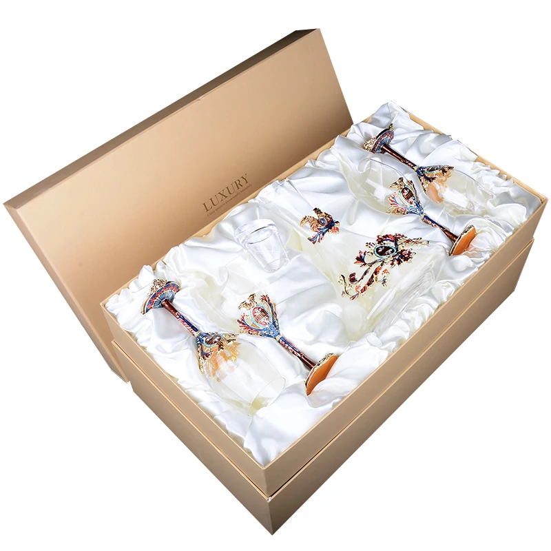 Высококачественные эмалированные бокалы для красного вина набор с графином