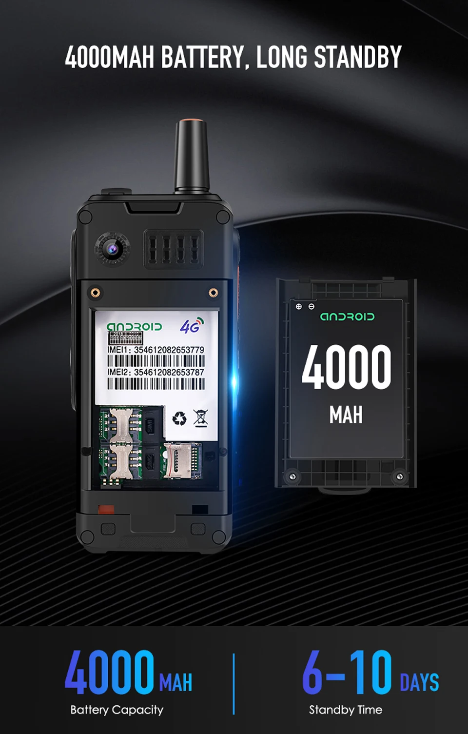 UNIWA Alps F40 Zello мобильный телефон-рация телефон IP65 Водонепроницаемый 2," сенсорный экран 4G LTE MTK6737M четырехъядерный 1 Гб+ 8 Гб Смартфон