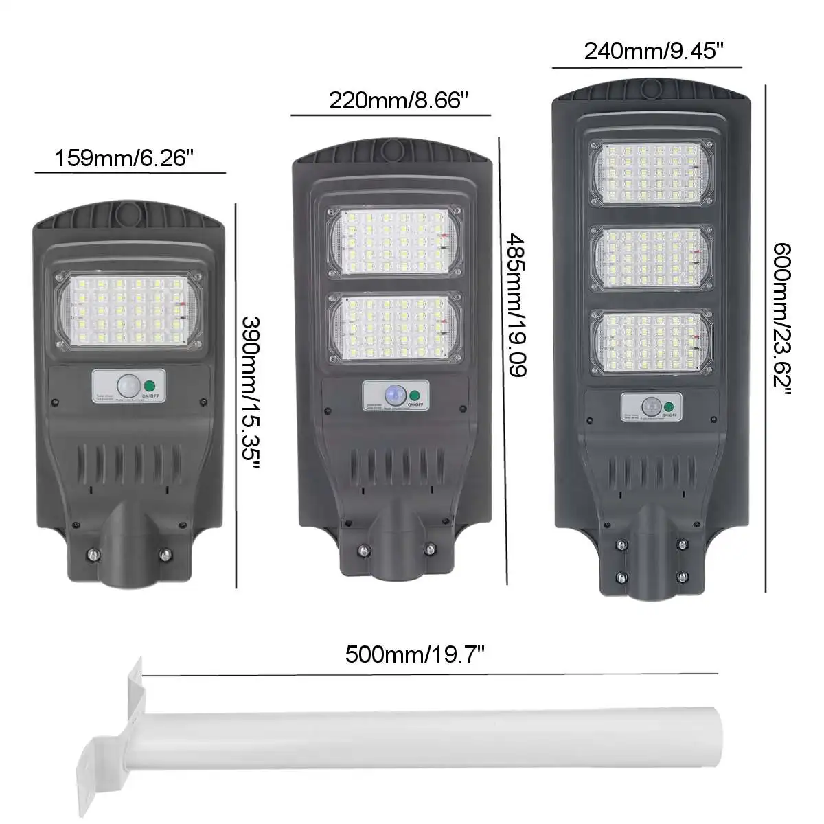 

40W/80W/120W 90 LED Solar Street Light with 50cm Pole 2000LM Wall Lamp PIR Motion Sensor Security Lamp for Outdoor Garden Plaza