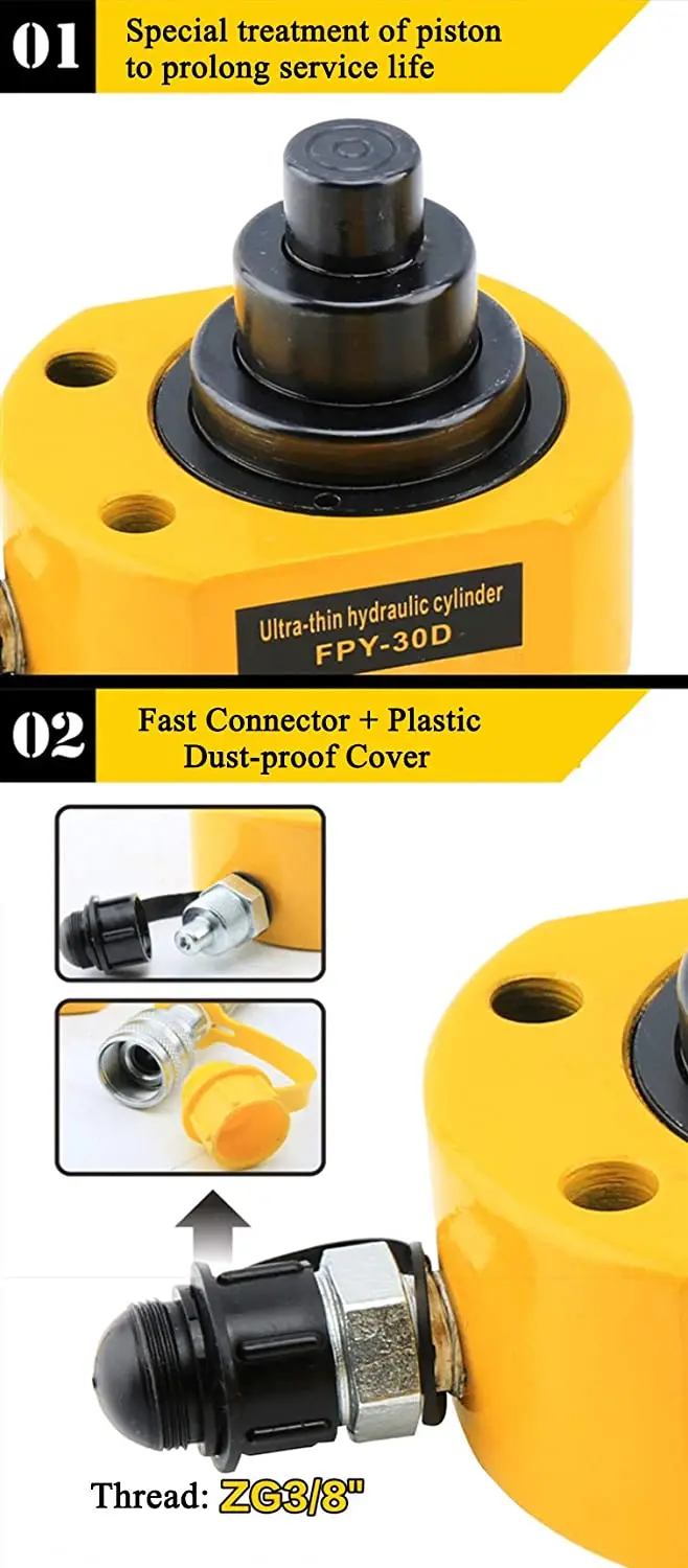 

10 ton Low Profile Hydraulic Jack Cylinder+Hand Pump Stoke 1 inch Mini Protable Hydraulic Ram Industrial Thin Lifting Jack