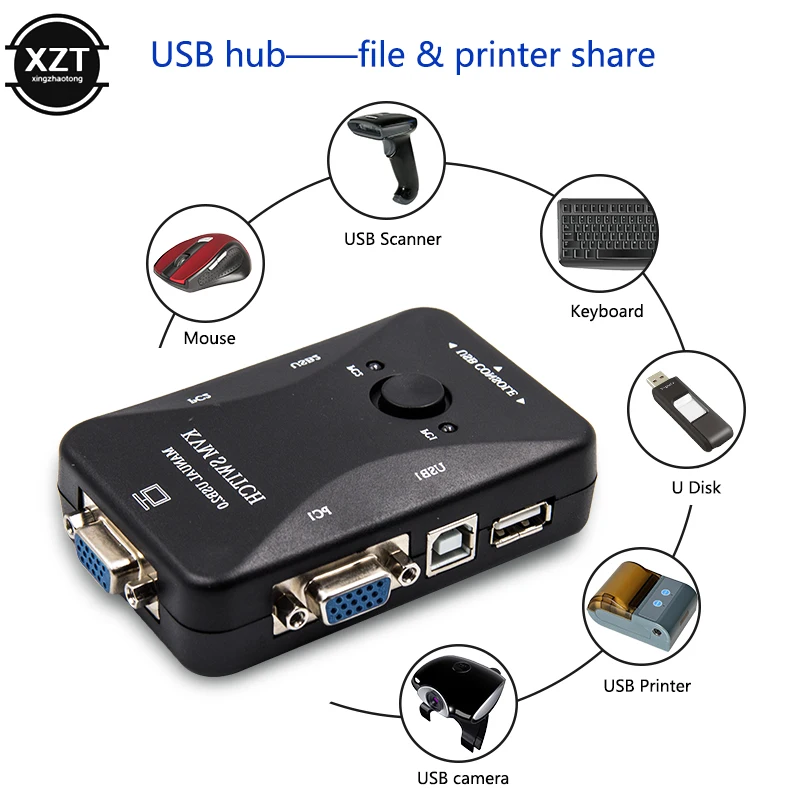 KVM-переключатель с 2 портами USB VGA SVGA USB-кабель разветвитель переключатель 0 мышь