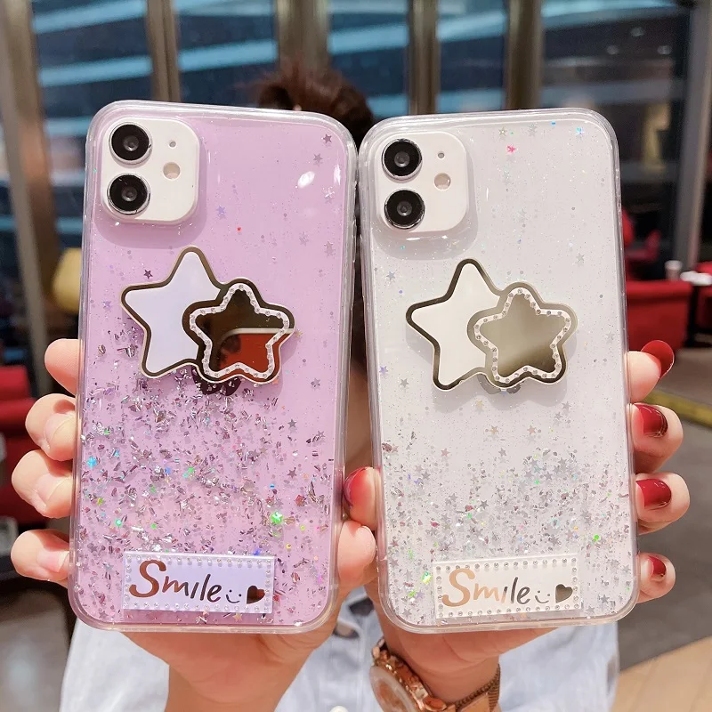 

Gradient Flashing Diamond Star Phone Case For Xiaomi Redmi Note 10 10T 9 9T 8 8T 10S 9S Pro Transparent Tpu Bumper Soft Cover