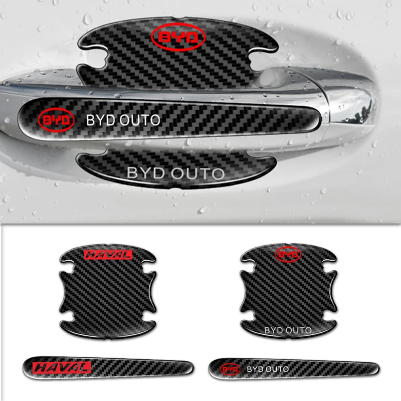 

8pcs Car Logo Black Carbon Fiber Door Handle Anti-scratch Sticker for Opel Adam Ampera Corsa Insignia New Energy Crossland Mokka