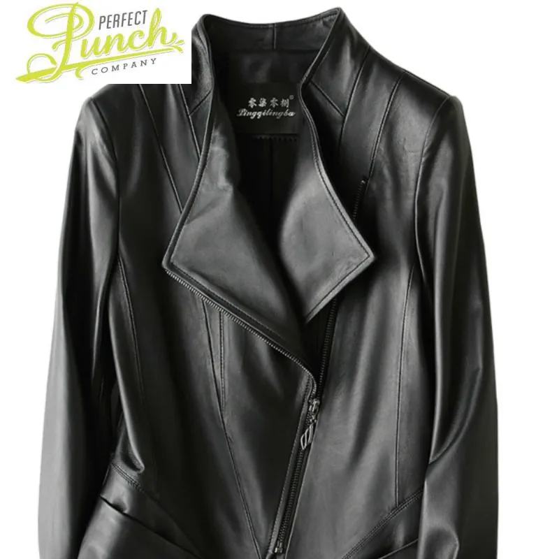 Autumn and 2021 Spring Real Sheepskin for Women Female Korean Motorcycle Genuine Leather Jacket 227 YY147
