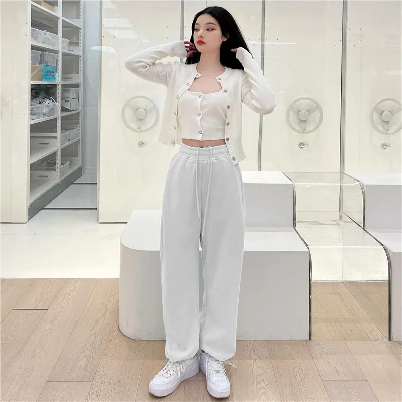 

Solid Color High Waist Joggers Women Fashion Casual Harem Pants Ladies 2021 New Lace-Up Sweatpants Female
