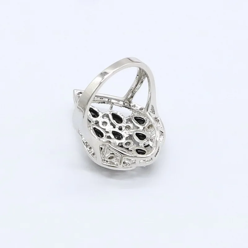 Black White Zircon 925 Silver Wedding Jewelry Sets for Women with Bracelet Earrings Necklace Pendant Ring Gift Box