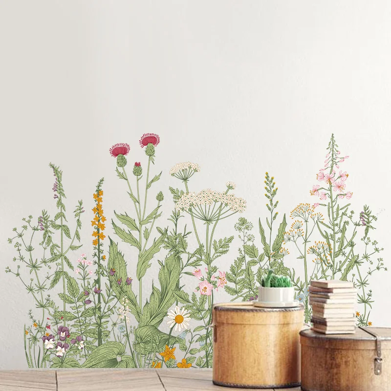 Птицы на проводе красочные тропический цветок Стикеры для растений стену