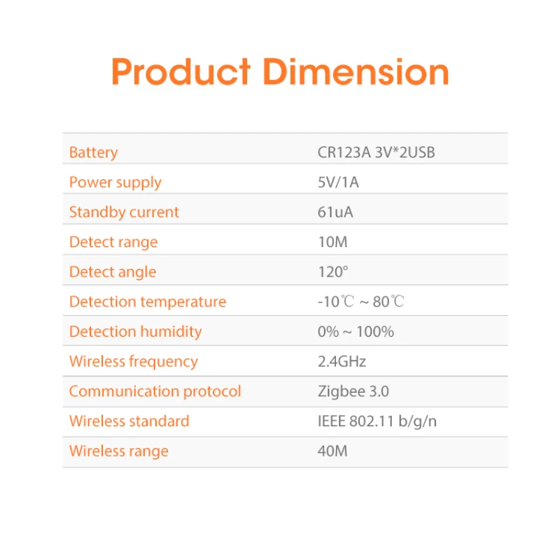 

Tuya ZigBee PIR Motion Sensor Built-in Temperature Humidity Sensor Smart Life/Tuya APP Remote Control For IOS And Android