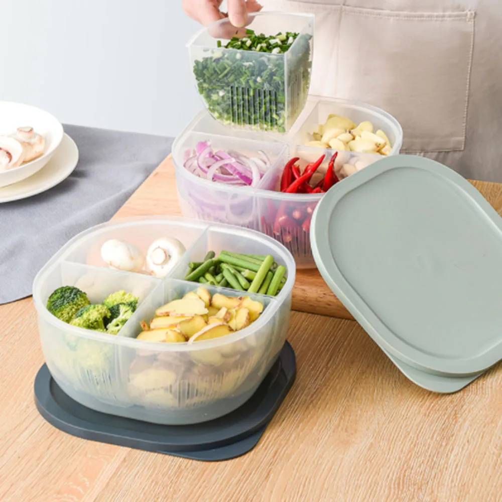 

Kitchen Onion Ginger Garlic Storage Box Refrigerator Fruit Portable Freshness Preservation Drain Seal Box