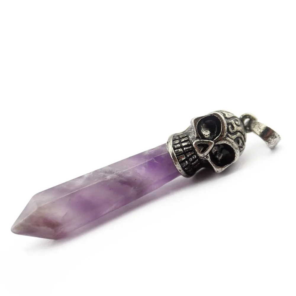 Кулон с шестигранной колонной из натурального кристалла кулон в виде черепа