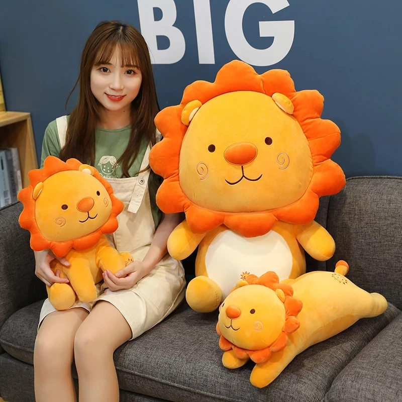 50cm Kawaii Smile Lion Plush Toys Cartoon Sunshine Lion King Pillow Stuffed Soft Animal Cushion for Children Girls Gifts