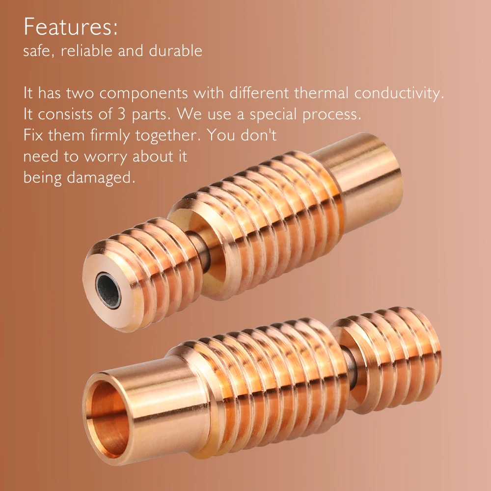 Two-Metal Heatbreak Thermometal Heat break Duplex Metal for E3D V6 HOTEND heater block Prusa i3 MK3 Break 1.75MM Filament |