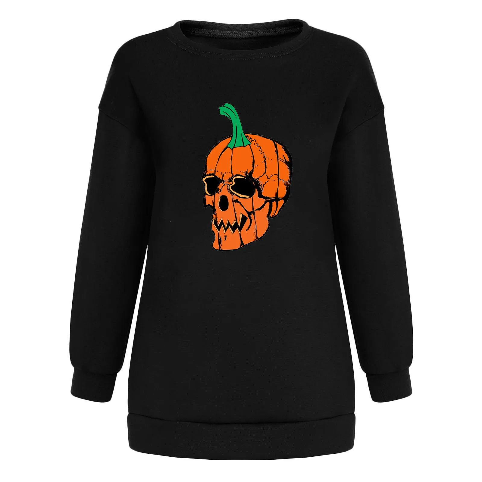 

Women Long Sleeve Cats Pumpkins Happy Halloween Pullover Sweatshirt Top Shirt Solid Color Casual Daily All-match Girls T-shirt
