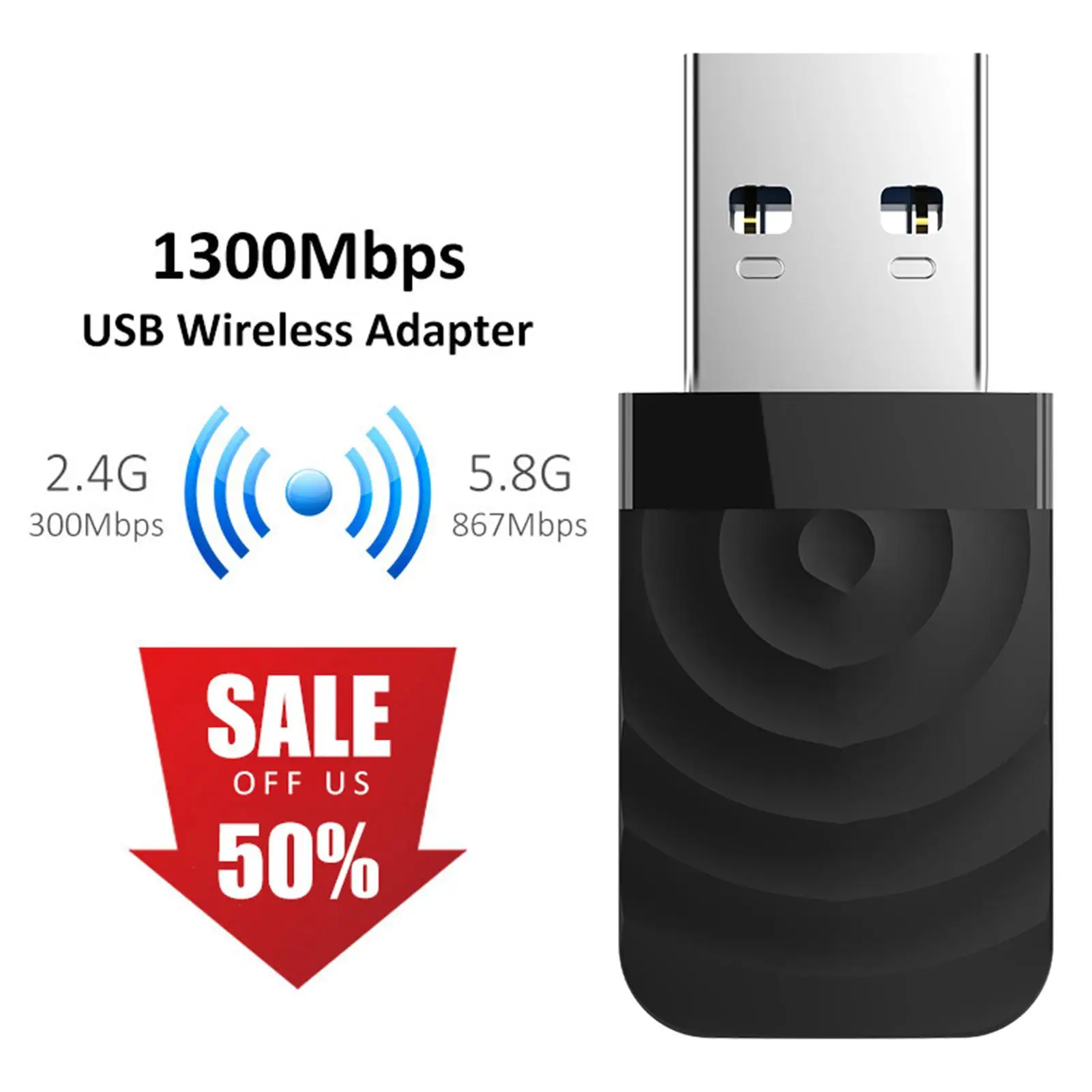 

CF-812AC 1300Mbps Dual Modes Mini USB WiFi Network Card Adapter for PC/Laptop