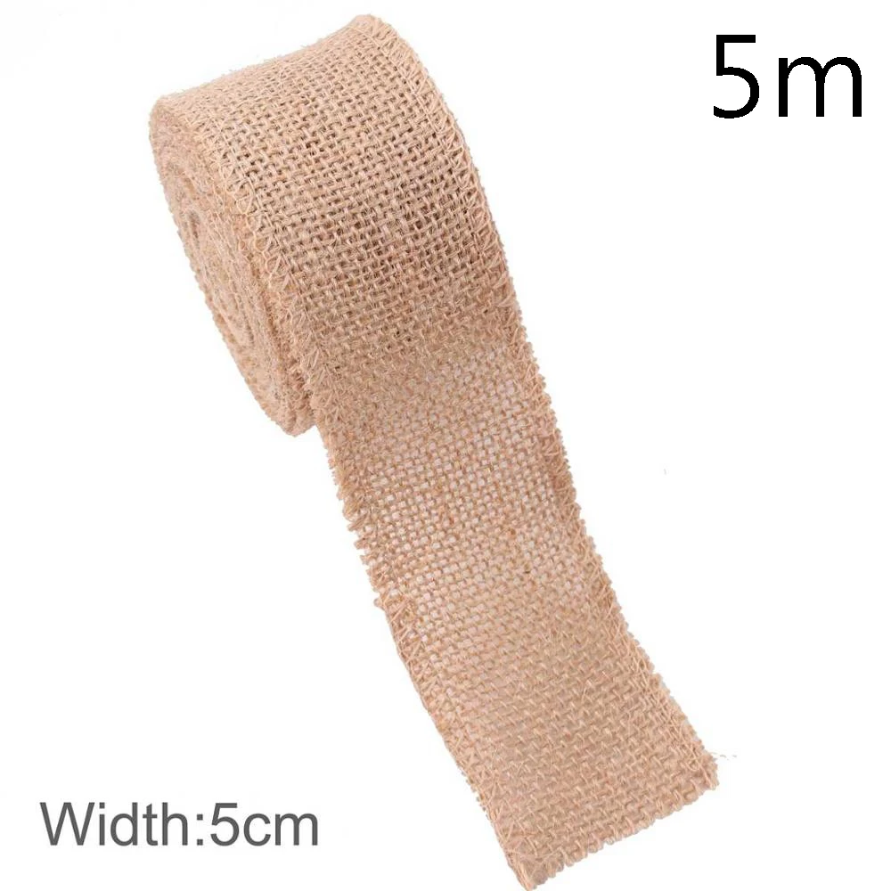 5m Style 6 QIFU 2/5M из натурального джута ленты в декорированном мешковиной горшке джутовое кружево декорированном мешковиной горшке ленты из натурального джута Свадебные украшения рустикальная Свадьба Центральные рустикальная свадьба - Цвет: 5m Style 6