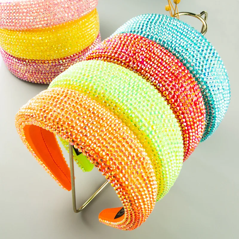 

Модный тканевый обруч для волос из смолы, полностью сверлильный обруч для волос с широкими полями, женский ручной обруч чистого цвета с боль...