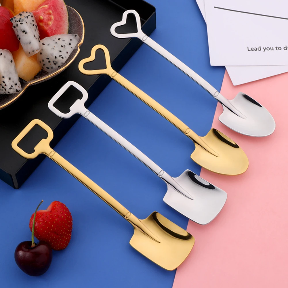 

Creative Retro Fruit Watermelon Spoon Stainless Steel Scoop Shovel Iron Dessert Spoon Summer Ice Cream Square Round Tip Spoon
