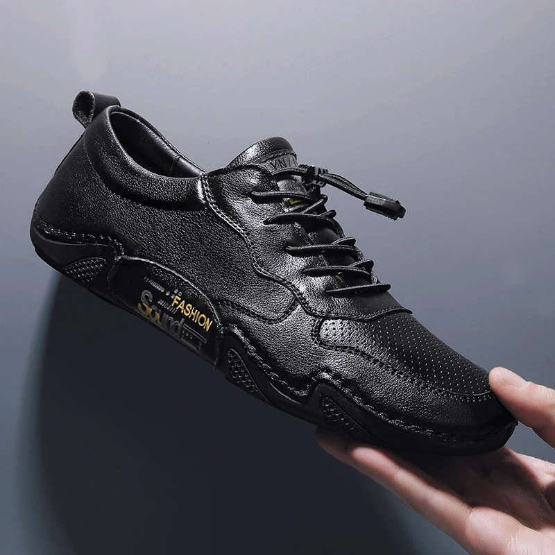 Мужская кожаная повседневная обувь Мокасины ручной работы Брендовая модная