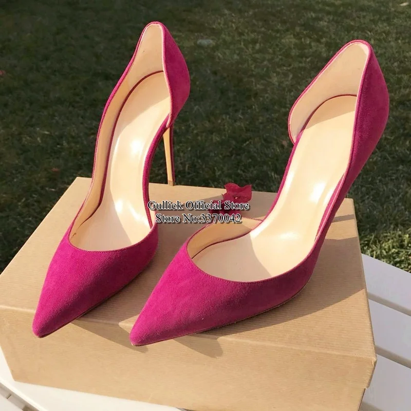 

Пикантные туфли на шпильках с острым носком; Цвет розовый; Замшевые модельные туфли-лодочки; Свадебные туфли-лодочки в стиле знаменитостей; ...