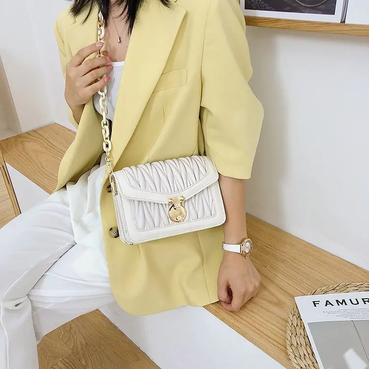 

Louis texture small bags woman 2020 summer fashion tide joker fold chain shoulder bag designer bags famous brand crossbody purse