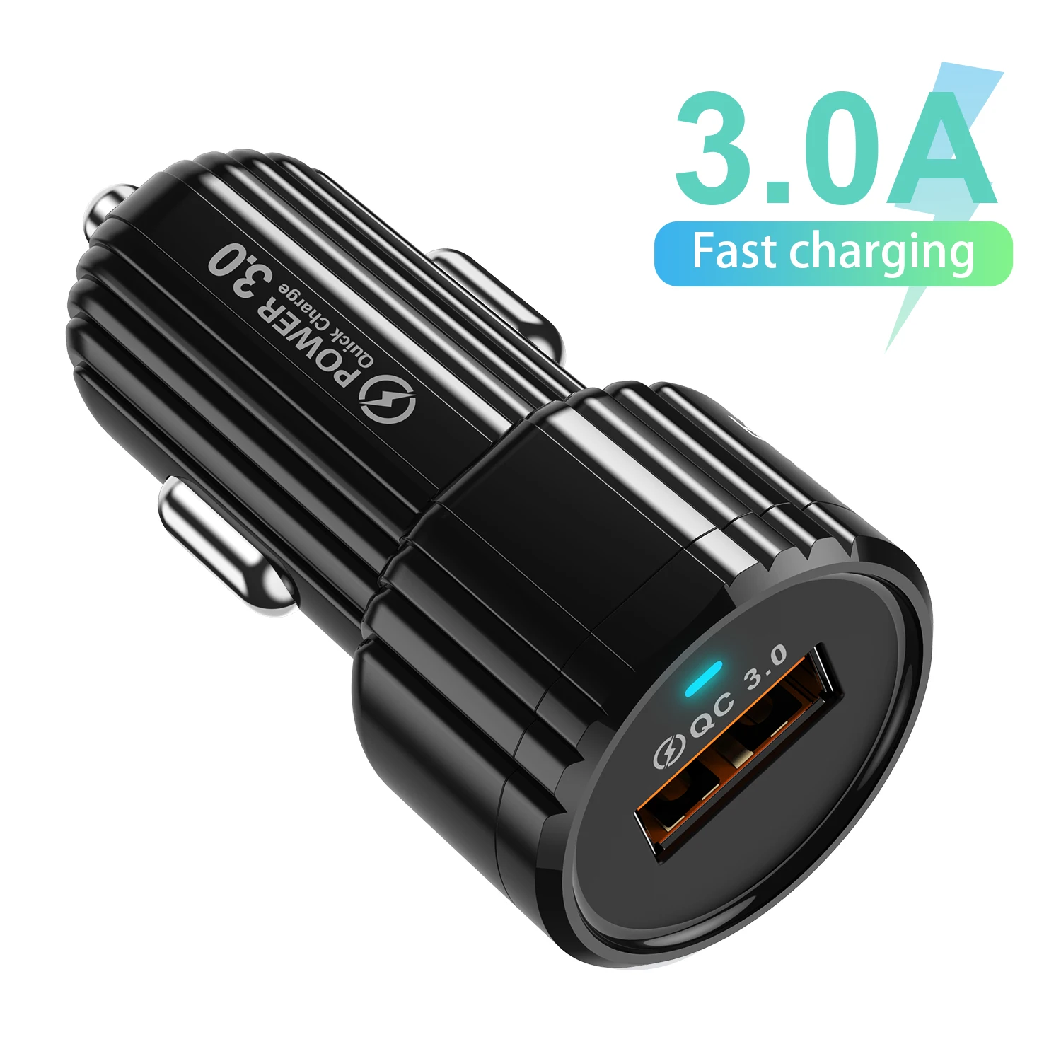 Автомобильное зарядное устройство QC 3 0 с одним портом USB 12 24 В Быстрая зарядка для