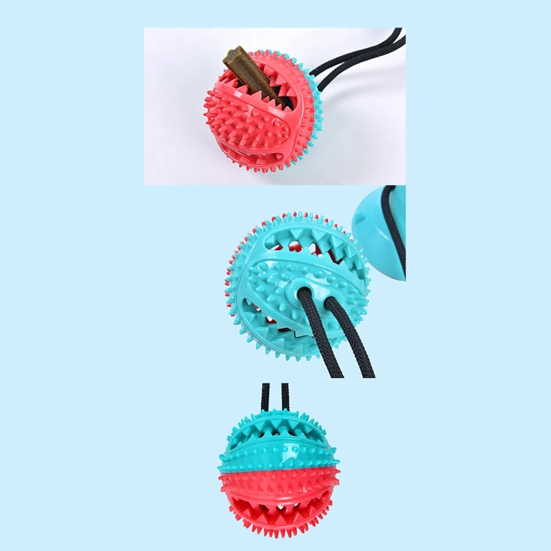 

Double Suction Cup Dog Toy Interactive Dog Chew Puzzle Toy with Squeaky Toys Ball for Teeth Cleaning & Food Dispensing
