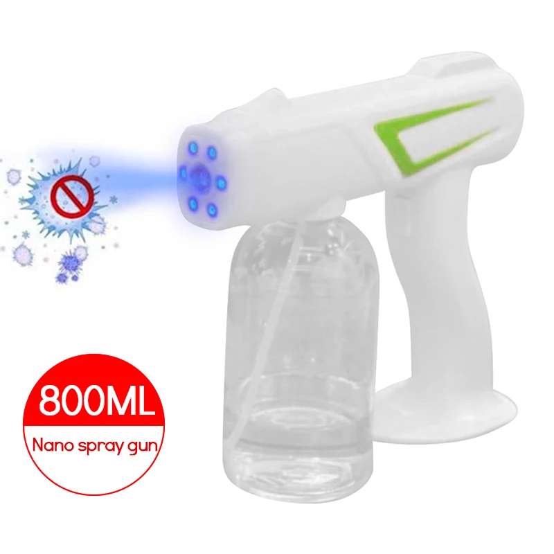 800ml Handheld Wireless Spray Gun Blue Light Nano Steam Atomizer Fogger Disinfection Water Sprayer Machine Steam Spray Guns