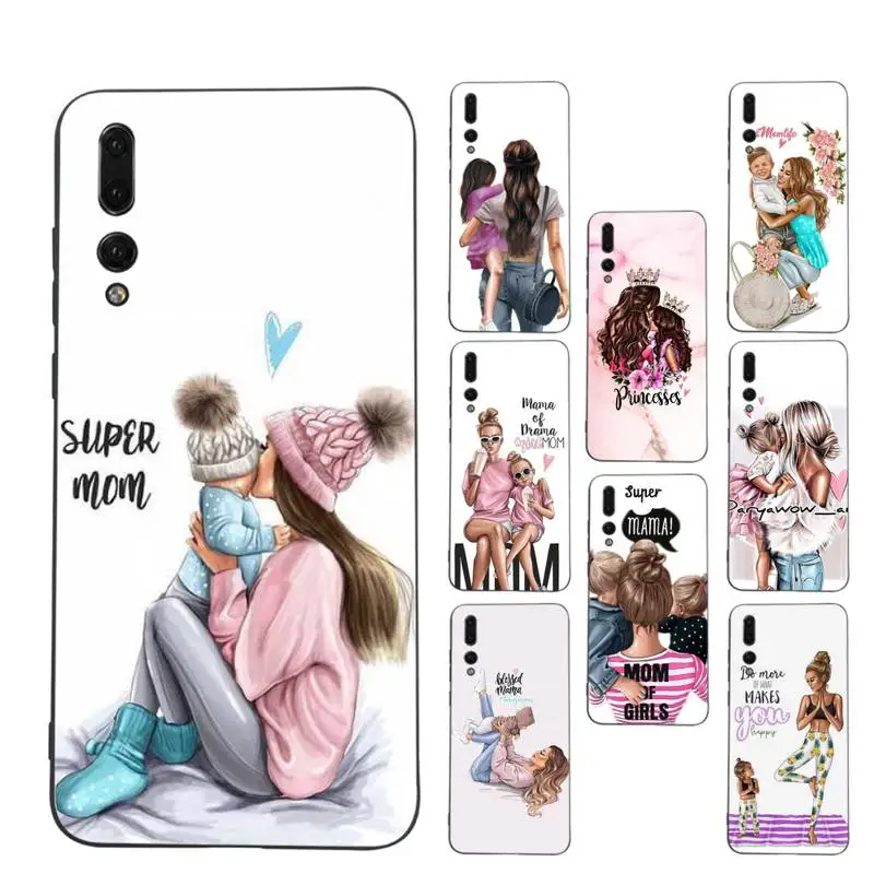 

Super Mom Baby Girl Fashion Phone Case Soft Silicone Case For Huaweip30lite p30 20pro p40lite P30 Capa