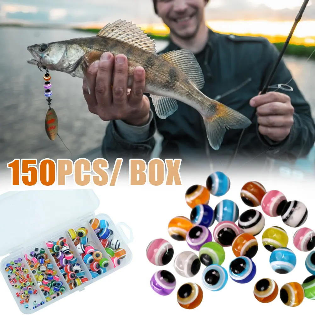 

150PCS Boxed 4-12mm Mixed Color Fisheye Bead Anti-collision Beans Fishing Beads Bulk Kit Beads for Fishing Rigs High Recommend