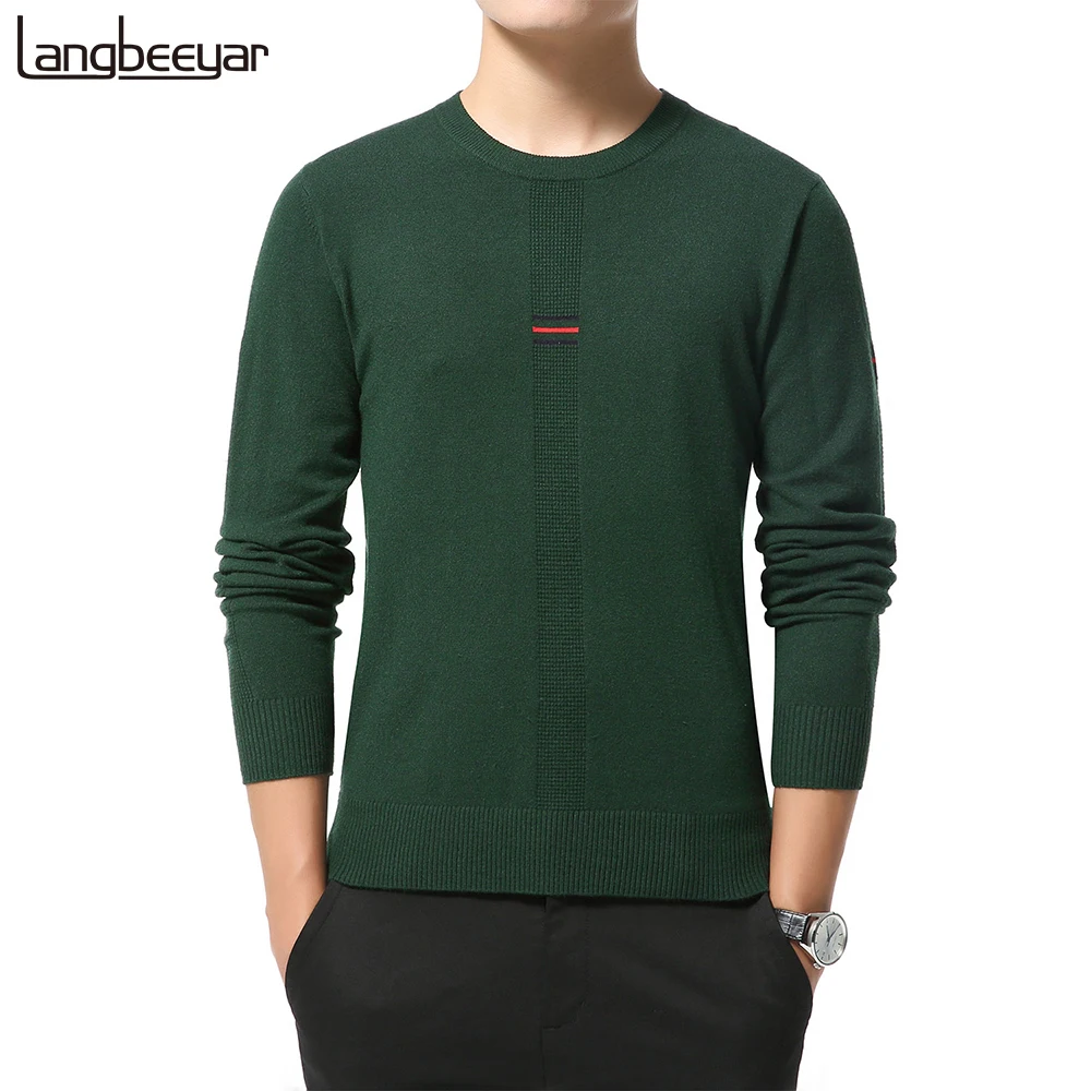 

2021 Autum New Fashion Brand Knit Pullover Woolen Oversized Crew Neck Sweater Men Striped Casual Jumper Winter Mens Clothing
