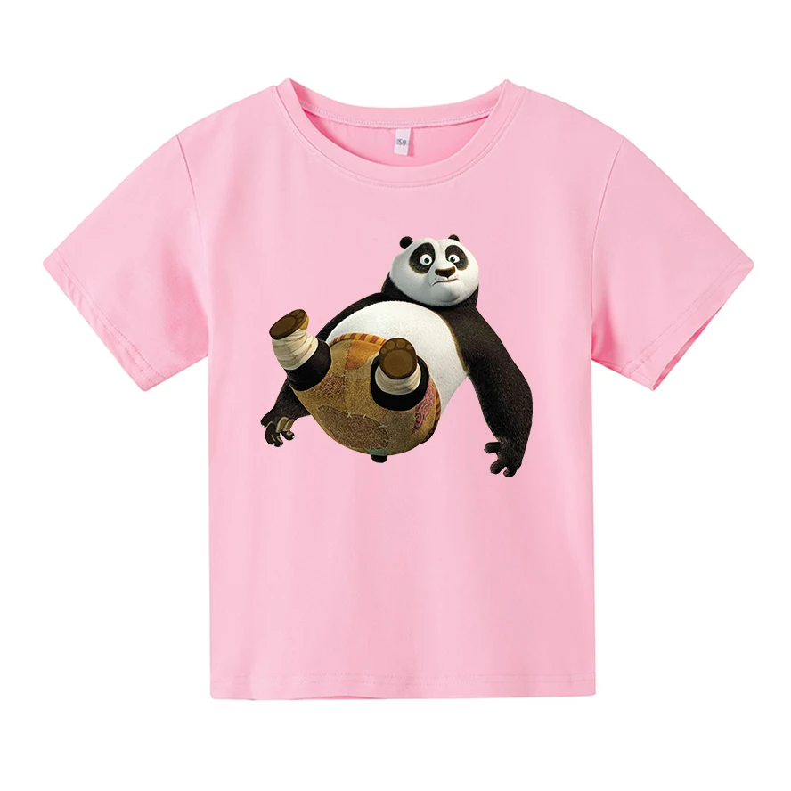 

2021 summer cartoon car kungfu Panda middle and small children kids boys cartoon clothes summer short-sleeved cute girls T-shirt