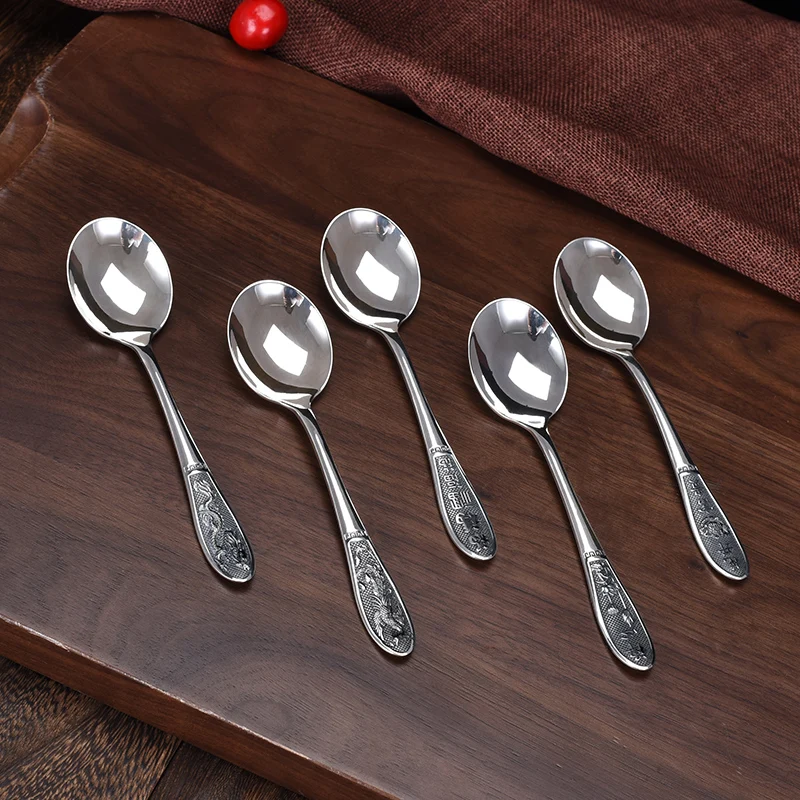 

S999 Sterling Silver Tableware Baby Soup Spoon Demitasse Bucket Kitchenware