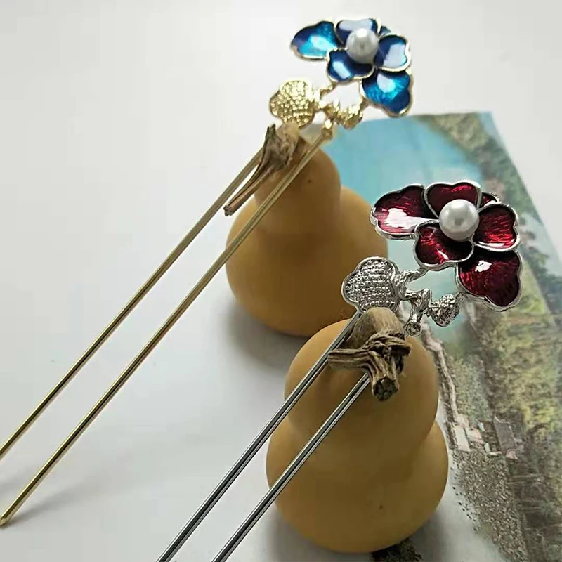 Винтажная заколка для волос в китайском стиле ручная работа палочки цветочный