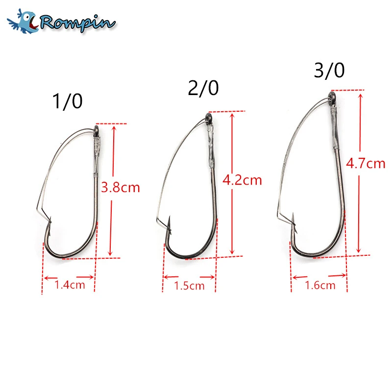 Rompin 10 шт./кор. W3369 рыболовный крючок без колючий размеры 1/0 3/0 басы из
