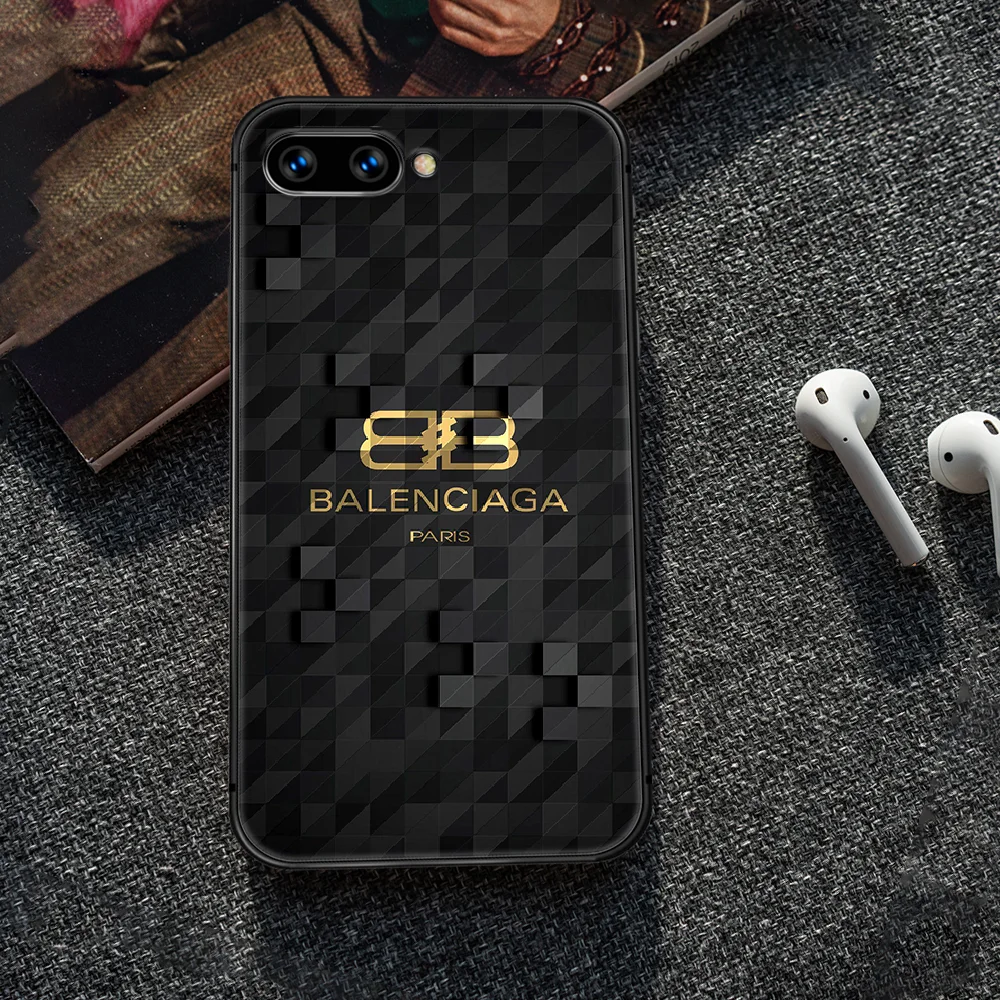 

French luxury brand Phone Case Cover Hull For HUAWEI honor 8 8c 8a 8x 9 9a 9x V10 MATE 10 20 I lite pro black waterproof fashion