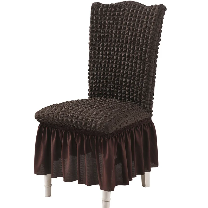 

1/2/4/6pcs Bubble Plaid With Skirt Dining Chair Cover Elastic Chair Slipcover Stretch Chair Cover for Wedding Party Seat Cover
