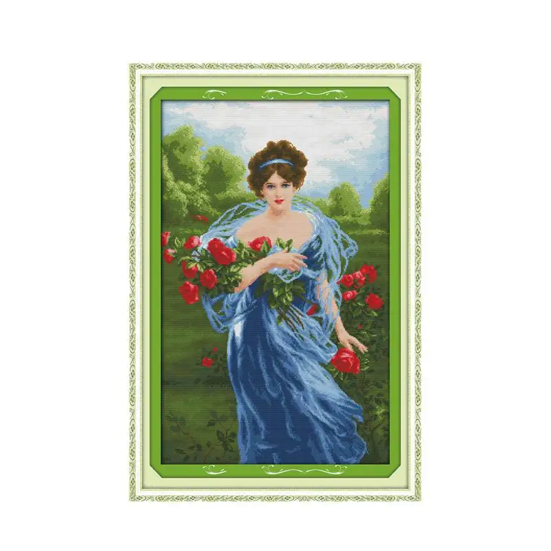 

Charming roses cross stitch kit people 18ct 14ct 11ct count print canvas stitches embroidery DIY handmade needlework