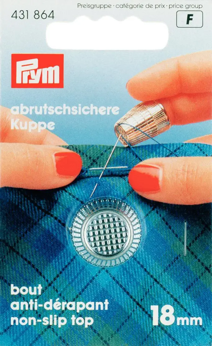 

431864 Germany PRYM Thimble with anti-slip edge, 18.0mm, silver-coloured, items